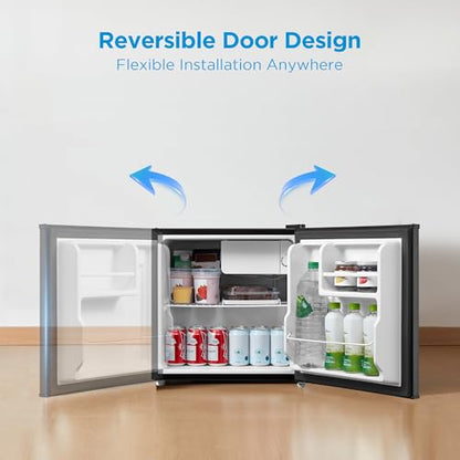 Midea WHS-65LB1 Mini Fridge, 1.6 Cu.ft Energy Star Certified Mini Refrigerator, Adjustable Thermostat, Reversible Door, Low Noise for Dorm, Office, Bedroom, Black