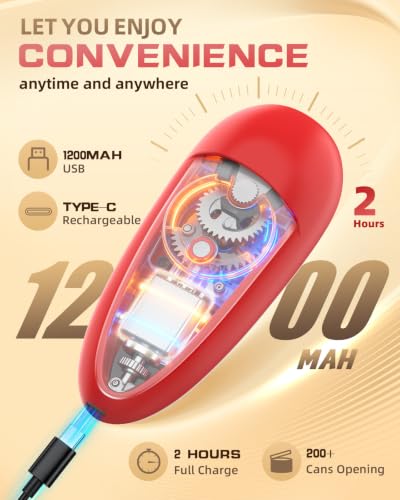 Rechargeable Electric Can Opener with Replaceable Blade & Smooth Edge