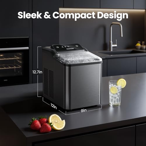 VIBOFROST Nugget Ice Maker Countertop, Fast 35lbs/24H Sonic Pebble Ice Machine, Self-Cleaning Anti-Scale System, Stainless Steel Portable Ice Maker for Home, Kitchen, RV, 10 Cleaning Packets