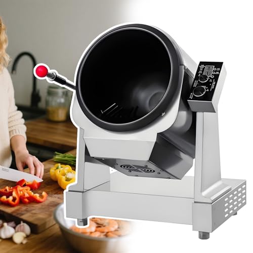 Commercial Auto Stir-Fry Machine with Drum Type Food Processor, 1.5L Stainless Commercial Automatic Stir Fry Wok Cooker, Digital Control Panel, Stainless Steel Construction