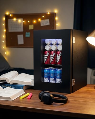 0.6 Cu.ft Beverage Cooler, Compressor Glass Door Mini Fridge 40-61°F Black