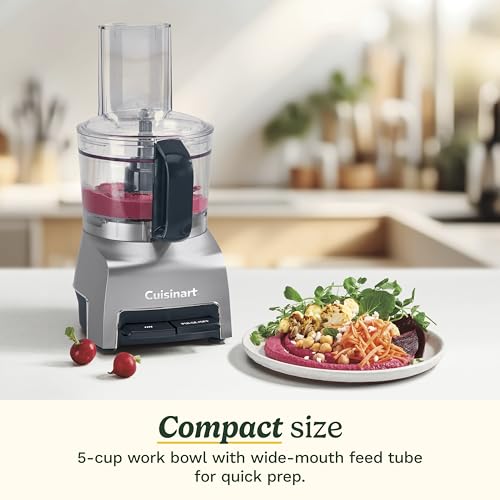 Cuisinart 5‑Cup Chop & Shred Food Processor, Compact Food Chopper, Easy‑Store Design, Silver FP-5