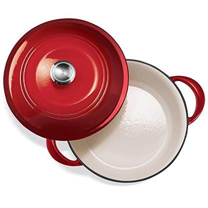 Tramontina Enameled Cast Iron 7-Quart Covered Round Dutch Oven (Red)