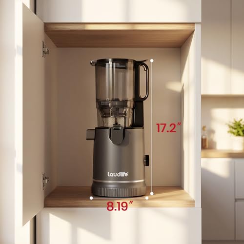 Laudlife Cold Press Juicer with 5.9" Wide Feed Chute, Integrated 100oz Capacity Hopper & Strainer Design, Easy Clean & BPA Free, Slow Masticating Juicer Machines for Whole Fruits Vegetables