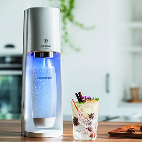 SodaStream E-TERRA Sparkling Water Maker (White) with CO2 and Carbonating Bottle