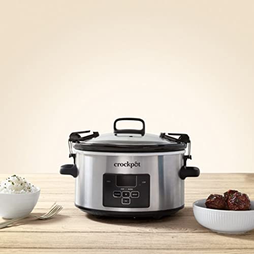 Crock-Pot Cook and Carry Programmable Slow Cooker, Steel, 4 Quart Oval