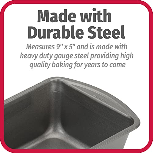 GoodCook Nonstick Loaf Pan 9 x 5-Inch Heavy-Duty Steel Bakeware with Easy-Clean Non-Stick Coating, Oven & Dishwasher Safe Pan for Meatloaf Breads Lasagnas Casseroles & More, Set of 2, Gray