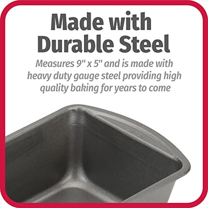 GoodCook Nonstick Loaf Pan 9 x 5-Inch Heavy-Duty Steel Bakeware with Easy-Clean Non-Stick Coating, Oven & Dishwasher Safe Pan for Meatloaf Breads Lasagnas Casseroles & More, Set of 2, Gray
