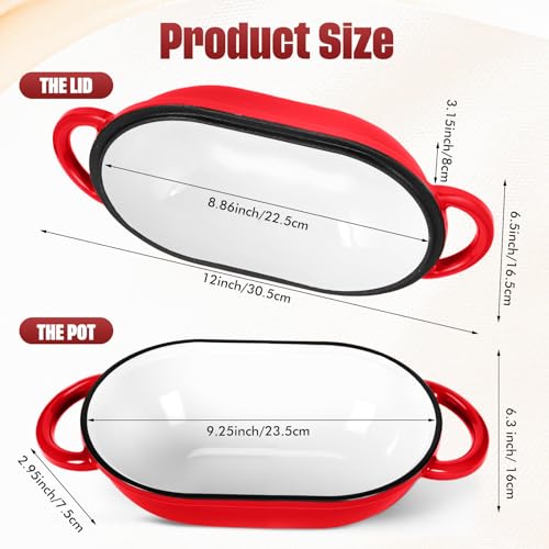Maxdot 4qt Dutch Oven with Lid Enameled Cast Iron Sourdough Bread Pan for Baking Non Stick Single with Loop Handles for Family Homemade Breadbaking(Red)