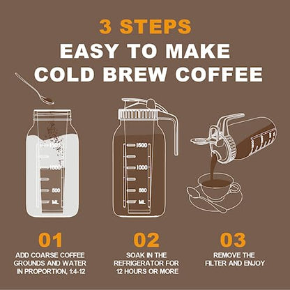 JunVpic Cold Brew Coffee Maker, 32 oz Glass Mason Jar Pitcher