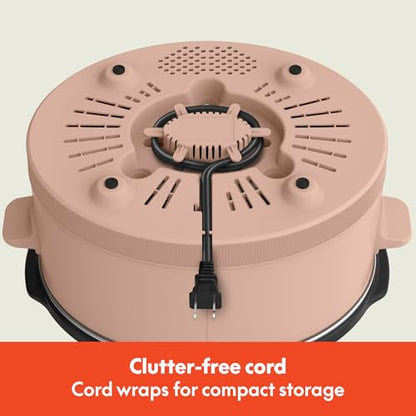 bella 6.0 Qt Manual Slow Cooker, Ceramic Nonstick Coating, 3 Temperature Settings, Dishwasher Safe Stoneware Pot and Tempered Glass Lid, Cool Touch Handles & Tangle Free Cord Wrap, Blossom