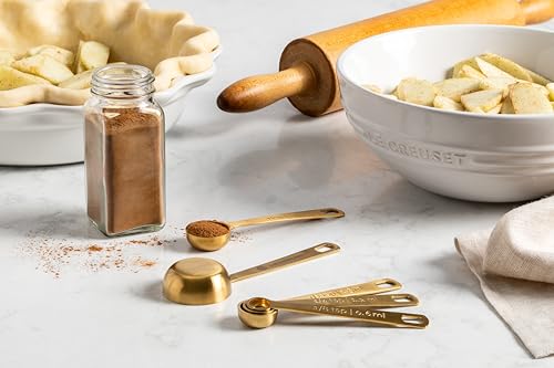 Le Creuset Measuring Spoons, Gold, Set of 5 (1/8,1/4,1/2,1Tsp,1Tb)