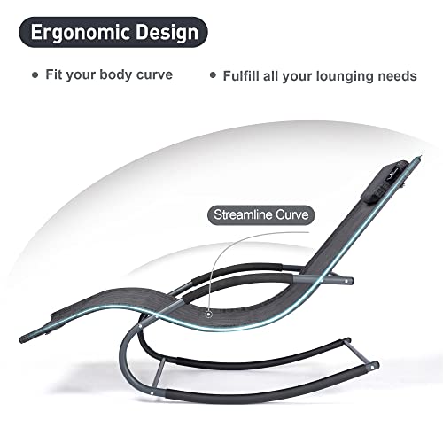 mansion home Outdoor Lounge Chair, Chaise Lounge for Patio & Lawn, Pool Lounge Chairs with Removable Pillow, Dark Grey