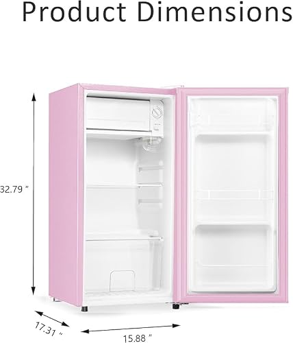 Seaoola 3.1 Cu.Ft Mini Fridge with Freezer for Dorm, Single Door, Pink