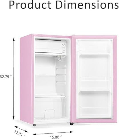 Seaoola 3.1 Cu.Ft Mini Fridge with Freezer for Dorm, Single Door, Pink