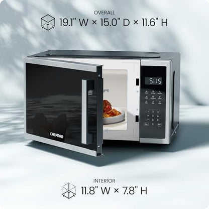 Chefman Countertop Microwave, 0.9 Cu Ft, 900W, Stainless Steel