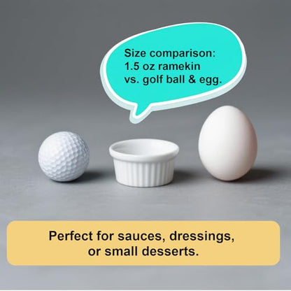 Cinf 1.5 oz Ramekins Pudding Cup Baking Cup Bowls Dishes, Set of 4,Souffle Cups Dishes, Dipping Sauce,Creme Brulee, Custard Cups, Desserts, Oven, Microwave,Dishwasher