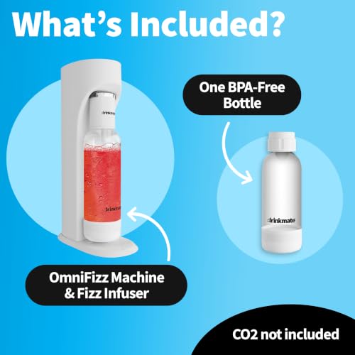 Drinkmate OmniFizz Sparkling Water Maker & Soda Streaming Machine | Carbonates Any Drink | BPA-Free Bottle | No Batteries or Electricity Required | CO2 Not Included (Matte Black)