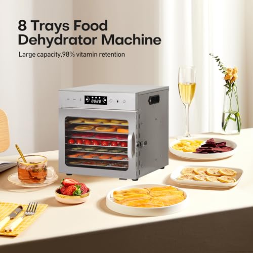 Panana Food Dehydrator Machine, Dehydrators for Jerky, Stainless Steel Dehydrater for Fruits, Vegetables, Herbs, Mushroom, Dog Treats, Dehydrators Christmas Gift, New Year Gift (New-8 Trays)