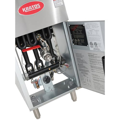 Kratos Commercial Deep Fryer, Stainless Steel Gas Floor Fryer for Restaurants, 40 lb. Capacity, Three Burners, 90,000 BTU, with Two Fryer Baskets, Liquid Propane (29Y-010-LP)