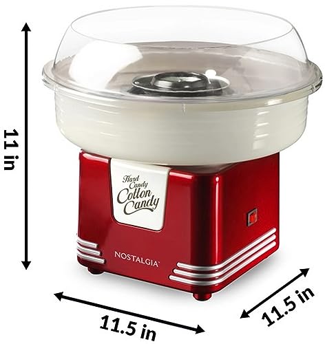 Nostalgia Cotton Candy Machine - Retro Cotton Candy Machine for Kids with 2 Reusable Cones, 1 Sugar Scoop, and 1 Extractor Head – Retro Red