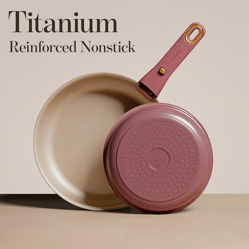 CAROTE 19 Pcs Pots and Pans Set, Nonstick Cookware Sets with Detachable Handle, Titanium Reinforced, Oven Safe, Cookware Non Stick Cooking Set w/Frying Pans & Saucepans Red(PFOS, PFOA Free)