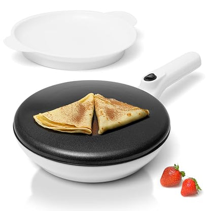 Moss & Stone Cordless Electric Crepe Maker, 8" Portable Nonstick Crepe Pan