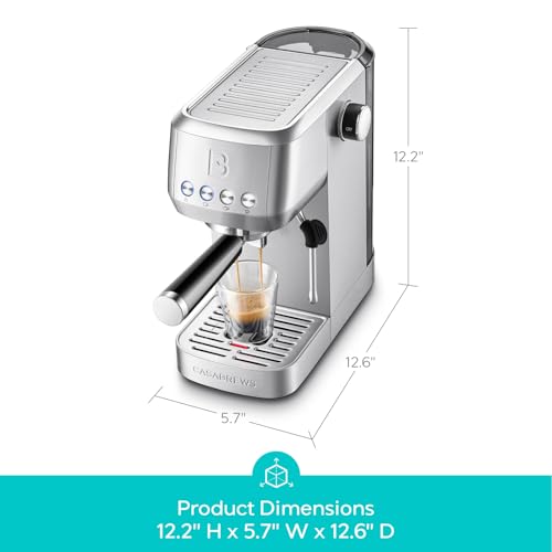 CASABREWS 3700 Essential Espresso Machine 20 Bar, Stainless Steel Cappuccino & Latte Coffee Maker with Steam Frother for Home, 43.9oz Water Tank, Silver