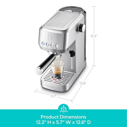 CASABREWS 3700 Essential Espresso Machine 20 Bar, Stainless Steel Cappuccino & Latte Coffee Maker with Steam Frother for Home, 43.9oz Water Tank, Silver