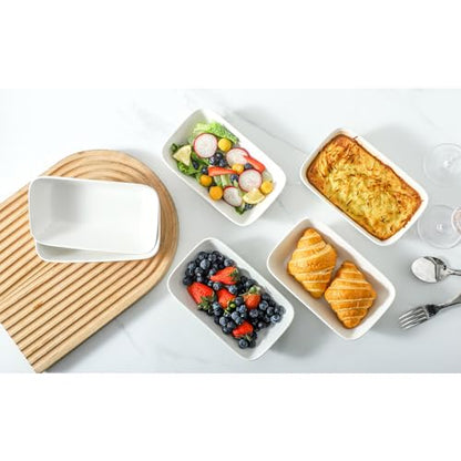 XINLTC 13.5oz Ceramic Small Baking Dish 4 Pack, 7 × 4.3 x 1.5 Inch Rectangle Baking Dish for Oven, Small Rectangle Ramekin, Individual Portion Casserole Dishes in Microwave Air Fryer Toaster Oven