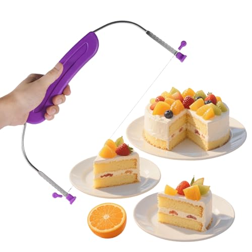 YAMHOHO Adjustable Cake LevCake Cutter Slicer Leveler, 9 Different Height Premium Food Grade Stainless Steel Double Wires Cake Cutter/Slicer/Adjustable Cake Leveler for Leveling and Molding (Purple)