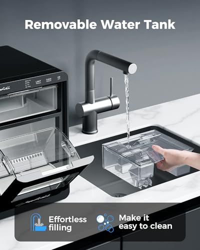 CyberChill Nugget Ice Maker Countertop 44lbs Per Day Pebble Sonic Ice Makers Machine Chewable Pellet Ice with Self-Cleaning Removable Water Tank See Through Window for Home/Kitchen/Office