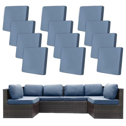 12 Pcs Outdoor Cushion Covers, Patio Sofa Cushion Covers Replacement