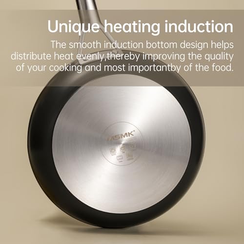 MsMk 10 Inch Frying Pan Nonstick with Lid, Induction Fry Pan with Lid, Titanium and Diamond Non Stick Coating From USA, for Induction, Ceramic and Gas Cooktops, Oven Safe 10 Inch Skillet Nonstick