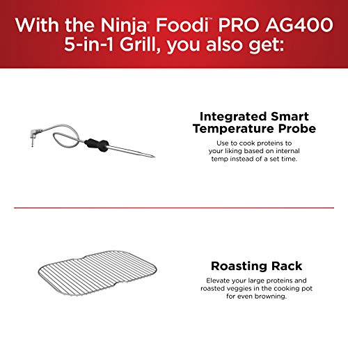 Ninja Foodi Pro 5-in-1 Indoor Integrated Smart Probe, 4-Quart Air Fryer, Roast, Bake, Dehydrate, an Cyclonic Grilling Technology, with 4 Steaks Capacity, in a Stainless Finish