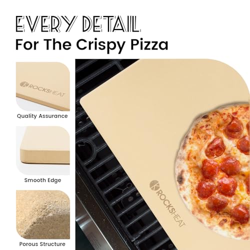 ROCKSHEAT Pizza Stone, Rectangular Extra Large 23.6" x 15.8" x 0.6" Pizza Stones for Oven Grill, Industrial Commercial Heavy Duty Cordierite Baking Stone for Pizza Bread, Pizza Accessories, 14.19 lbs