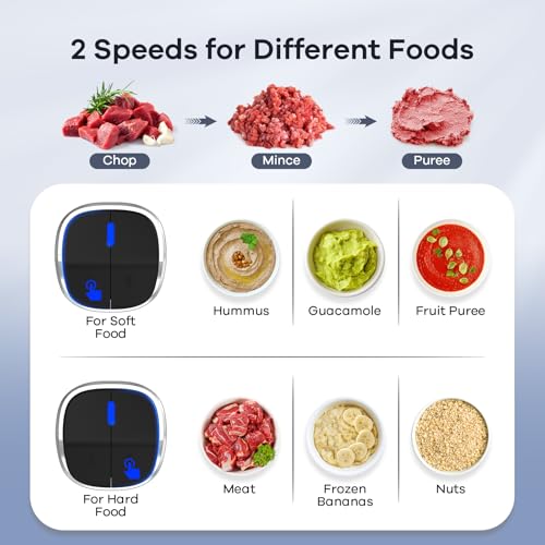 Ganiza Food Processor with Dual Bowls, 2-Speed Food Chopper & Meat Grinder