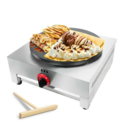 XXUNYNUIN Commercial Gas Crepe Maker 16-Inch Crepe Machine Adjustable Temperature Control Nonstick Stainless Steel Pancake Griddle Machine for Kitchen