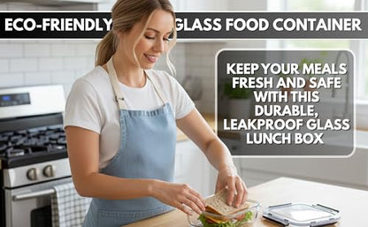 KEKEGO 5Pack 35oz Glass Storage Containers with Lids, Airtight Glass Meal Prep Containers, BPA-Free Lunch Containers for Microwave, Oven, Freezer & Dishwasher Safe