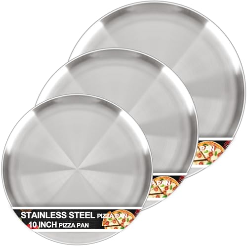 AWTBDP Pizza Pan for Oven, Non-Stick Stainless Steel Pizza Pans, Round Pizza Steel Tray for Baking Supplies & Kitchen, Restaurant, Home (13.5 Inch & 12 Inch & 10 Inch), Dishwasher Safe & Easy Clean