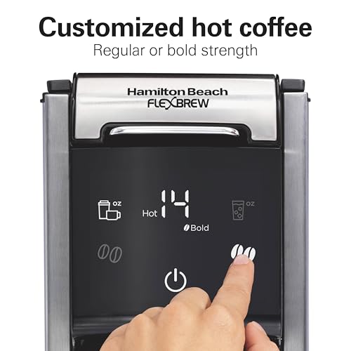 Hamilton Beach FlexBrew Advanced 4-in-1 Single Serve Hot & Iced Coffee Maker with Removable 45 oz. Water Reservoir, Use Pod Packs and Grounds, Fast Brewing, Black (49925)