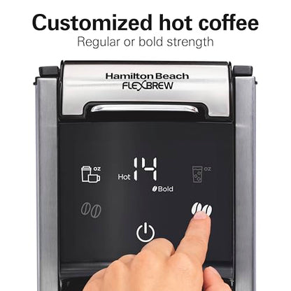 Hamilton Beach FlexBrew Advanced 4-in-1 Single Serve Hot & Iced Coffee Maker with Removable 45 oz. Water Reservoir, Use Pod Packs and Grounds, Fast Brewing, Black (49925)