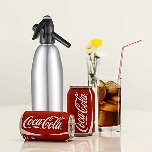 Soda Siphon, 1L Soda Maker Sparkling Water Maker Portable Soda Maker, Aluminium Carbonated Water Machine for Home Bar Making Cocktails DIY Sparkling Drinks, Use 8 gram CO2 Cartridges (Not Included)