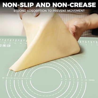 Silicone Baking Mat 28" x 20", Extra Thick Dough Rolling Mat with Measurements and Edge Heightening, Non-stick Food Grade Silicone Pastry Mat for for Pastry, Bread, Cookies, Pizza, Fondant, Pasta