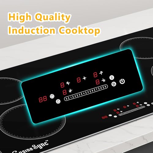 36 Inch Induction Cooktop, 5 Burner Built-In Electric Stove Top, 10800W High Output 240V Hardwired, Touch Control with Power Boost, 9 Power Levels, Timer, Child Lock & Residual Heat Indicator