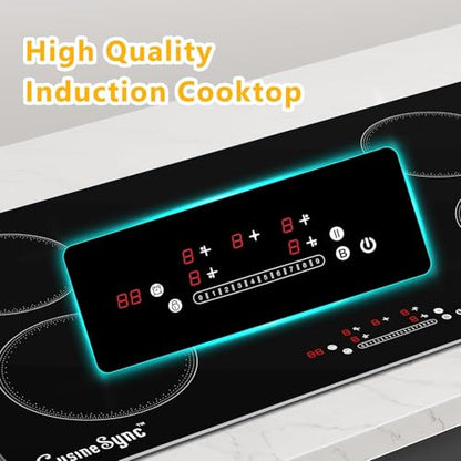 36 Inch Induction Cooktop, 5 Burner Built-In Electric Stove Top, 10800W High Output 240V Hardwired, Touch Control with Power Boost, 9 Power Levels, Timer, Child Lock & Residual Heat Indicator