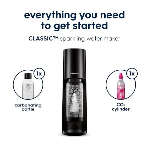 Sodastream Classic |Soda Machine and Sparkling Water Maker Kit (Black) With 60L CO2 Canister and Carbonating Bottle