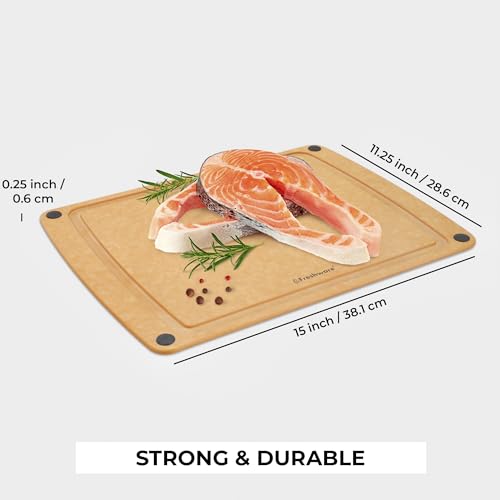 Cutting Board for Kitchen, Wood Cutting Board with Juice Grooves, Dishwasher Safe, Non-Porous, BPA Free, Medium Cutting Boards, 15 x 11.25-inch, Natural Slate