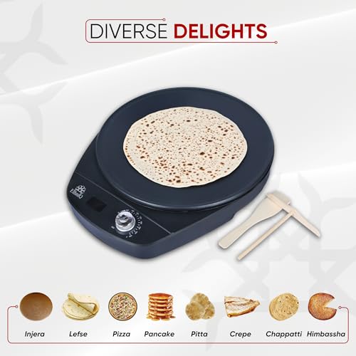 Ethniq 16" Electric Injera Maker - Griddle for Crepe, Ethiopian Mogogo, Anjero, Mitad, Pancake, Teff - Adjustable Heat Control with Digital Screen - Non-Stick Surface - Even Heat Distribution