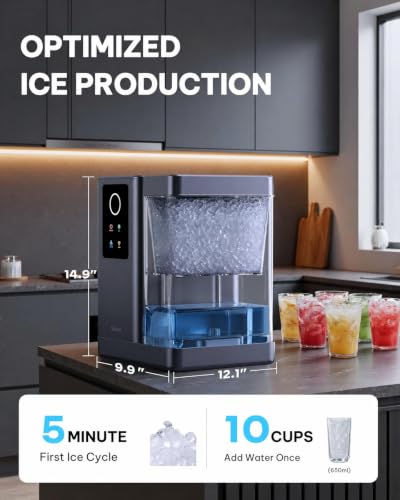 Silonn Nugget Ice Maker Countertop with APP & Voice Control, Self Cleaning Ice Machine with 3L Large Water Tank, 44lbs/24H Soft Chewable Ice, Portable Pebble Ice Maker for Home, Kitchen and Party